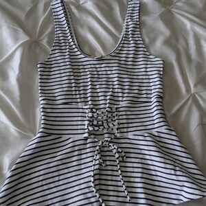 Express Navy and White Nautical Striped Top